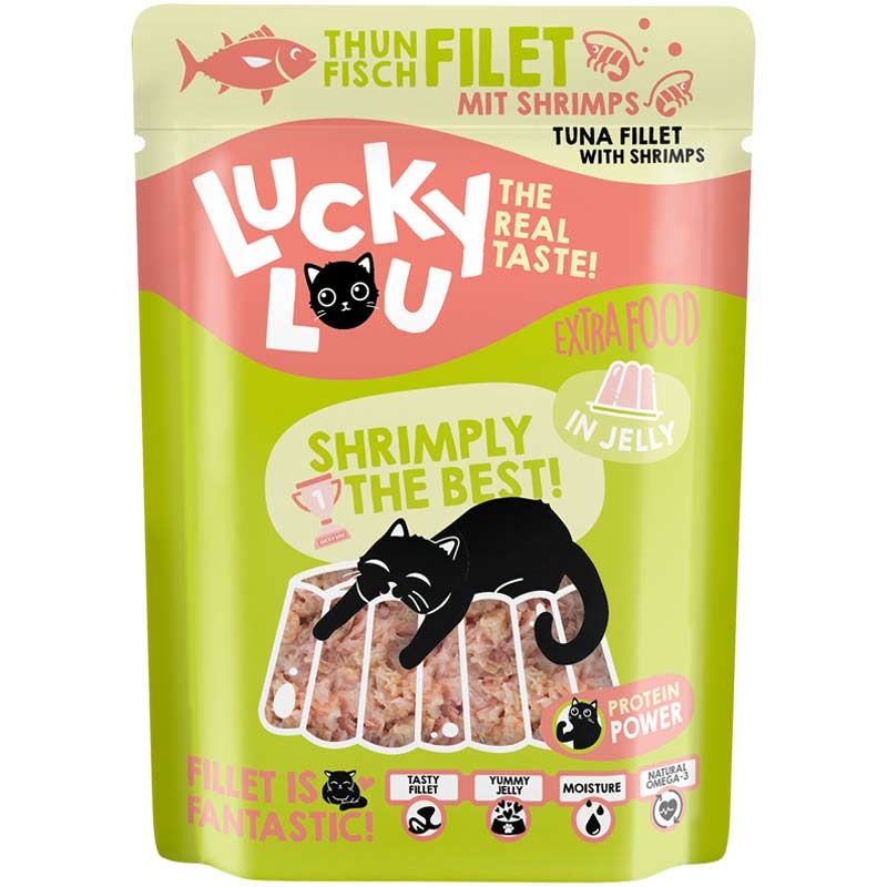 Lucky Lou Extrafood Thunfischfilet + Shrimps Jelly 70g Pouch