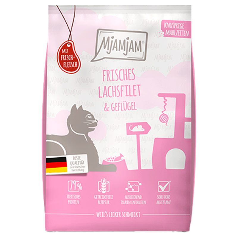 Mjamjam Knusprige Mahlzeiten Frischer Lachs+Geflügel 1,5kg