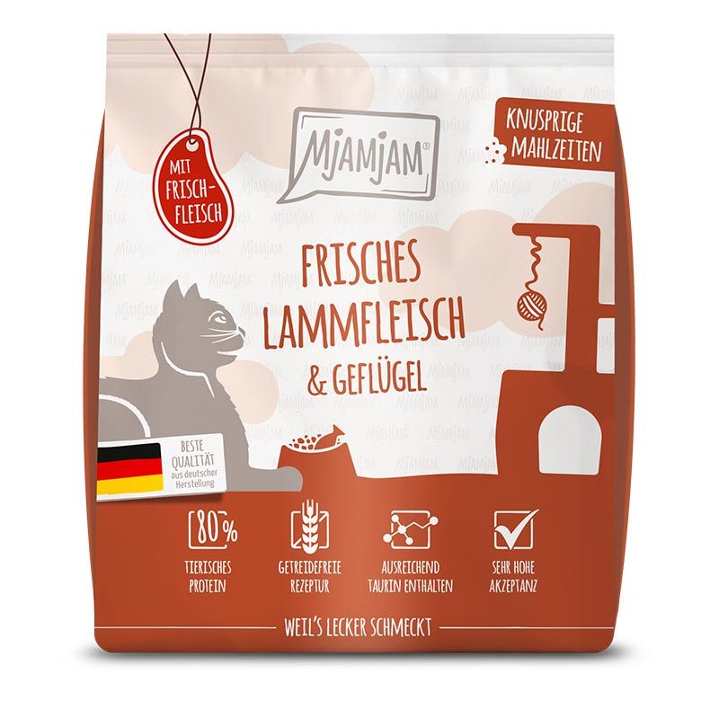 Mjamjam Knusprige Mahlzeiten Frisches Lamm+Geflügel 300g
