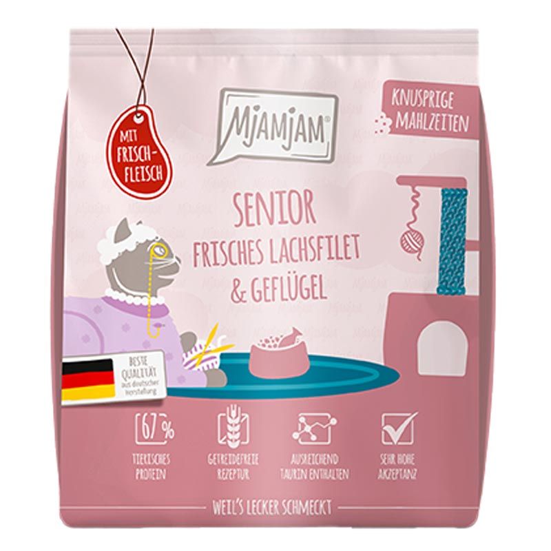 Mjamjam Knusprige Mahlzeiten SENIOR Lachs+Geflügel 300g