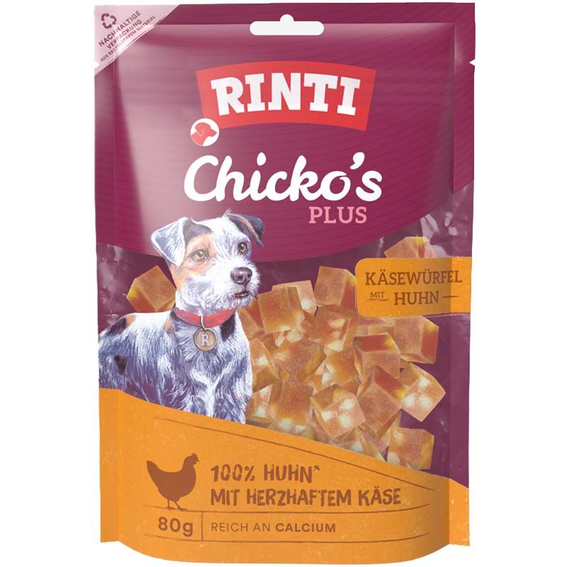Rinti Snack Chickos PLUS Käsewürfel mit Huhn 80g