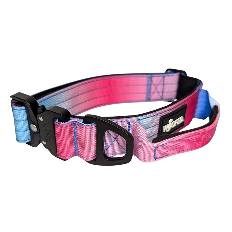 Woofed Nylon Tactical,Halsb.,Griff,Gr.M 4 cm, pink blue sky