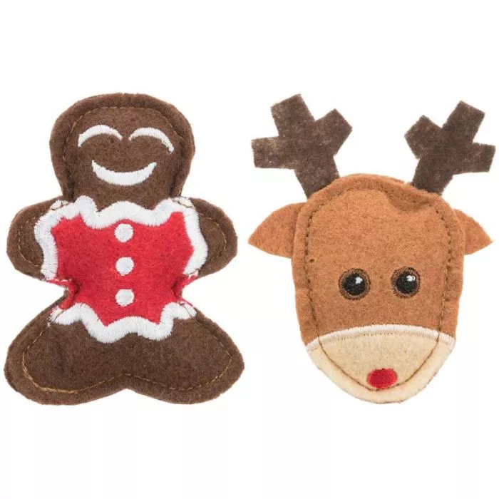 Xmas Katzenspielzeug Elch und Lebkuchenmann, 8cm Xmas Katzenspielzeug Elch und Lebkuchenmann, 8cm
