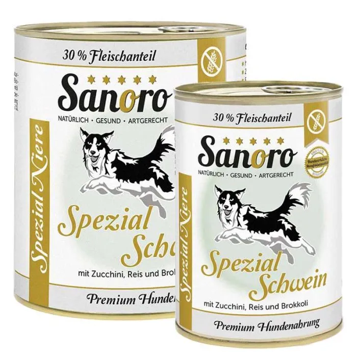 Sanoro Spezial Niere Schwein mit Zucchini+Reis+Brokkoli