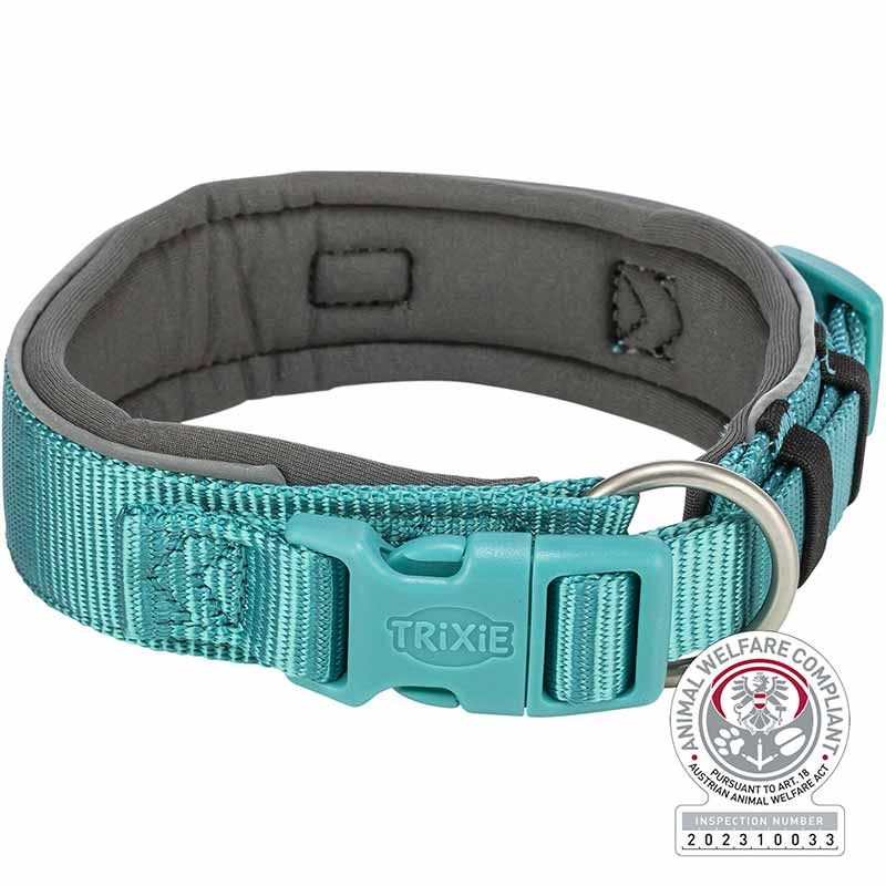 Premium Halsb., extra breit, XS-S: 27-35cm/25mm, aqua/grafit