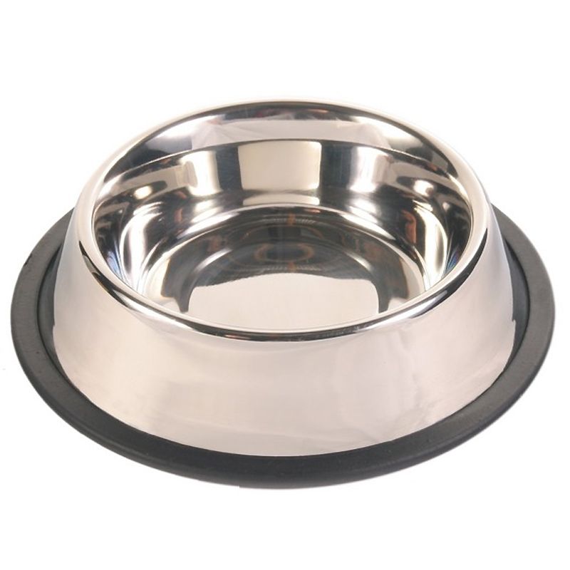 Fressnapf aus Edelstahl mit Gummiring 0,45 L / 14 cm