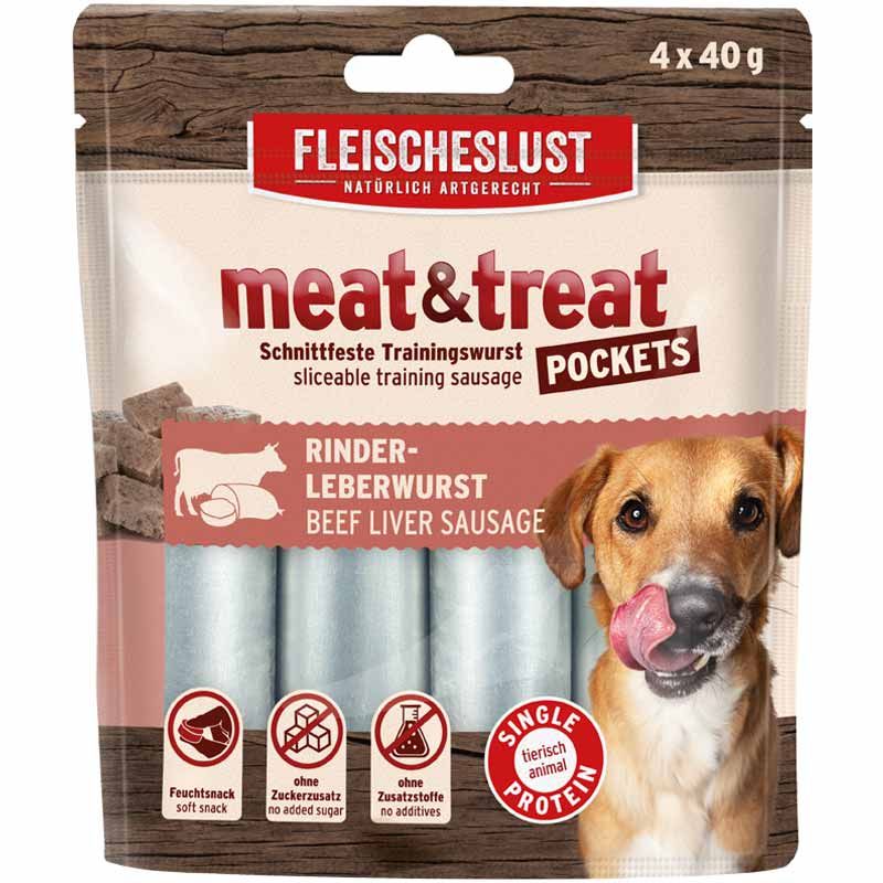 Fleischeslust Meat & Treat Pockets Rinderleberwurst 4x40g