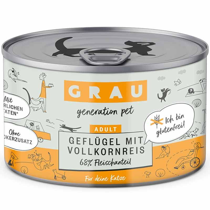 Grau Katze Adult Geflügel mit Vollkornreis 200g