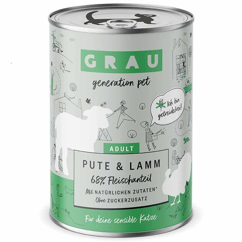 Grau Katze Adult Pute und Lamm 400g