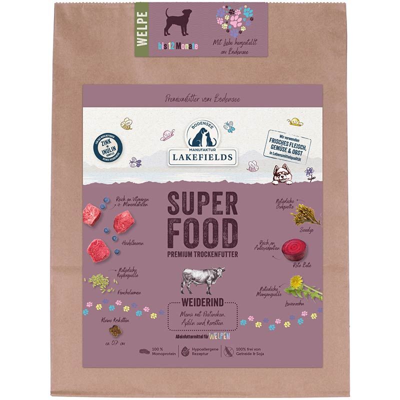 Lakefields SUPERFOOD Premium Rind für Welpen 1 kg