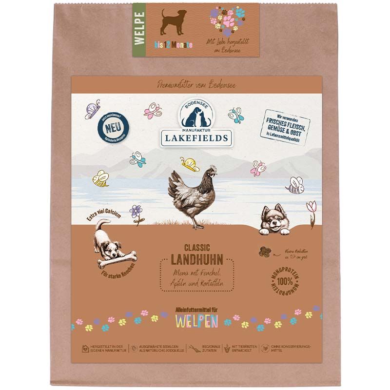 Lakefields Trockenfleisch-Menü Welpen Huhn 1 kg