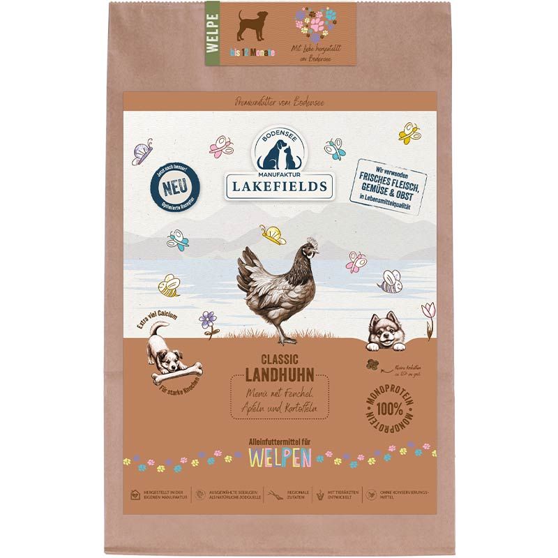 Lakefields Trockenfleisch-Menü Welpen Huhn 2,5 kg
