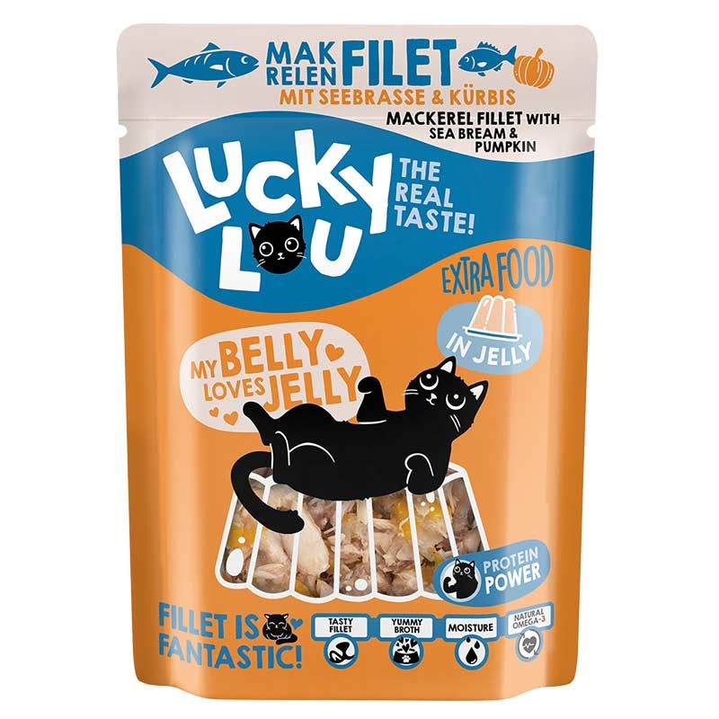 Lucky Lou Extrafood Makrelenfil.+ Seebrasse Jelly 70g Pouch