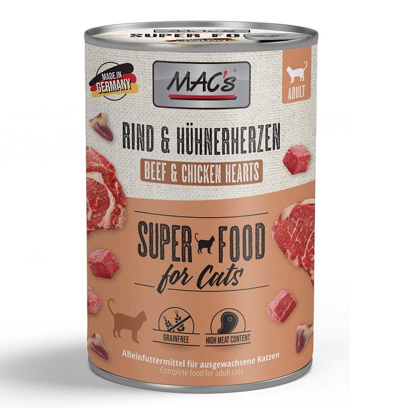 Macs Cat Dose Rind + Hühnerherzen 400g