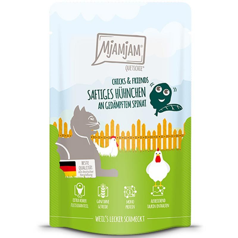 MjAMjAM Quetschie Chicks + Friends Hühnchen an Spinat 125g