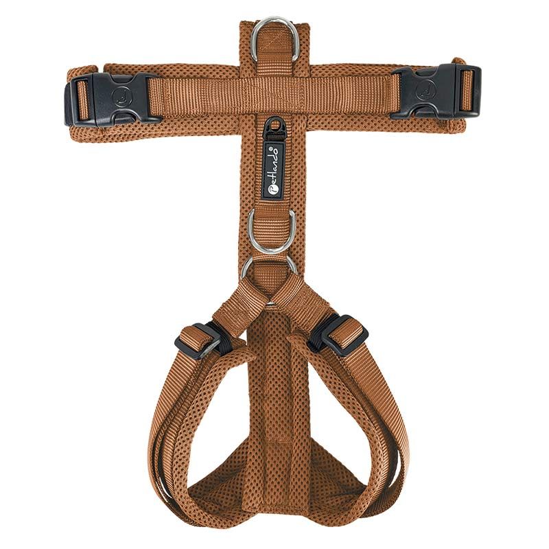 Petlando Mesh Y-Comfort Geschirr, S: 34-62cm/44-60cm, cognac