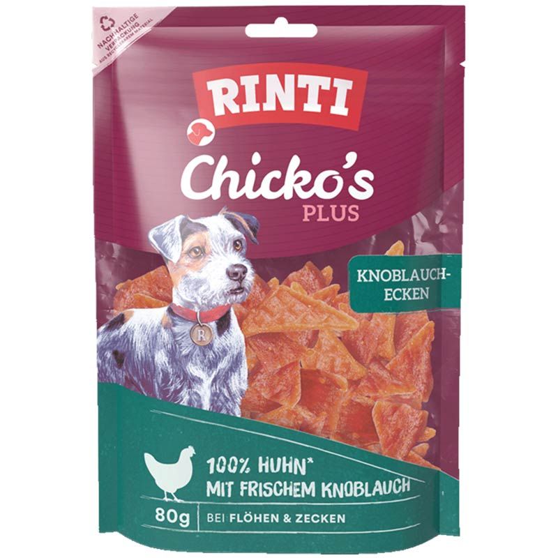 Rinti Snack Chickos Plus Huhn mit Knoblauch-Ecken 80g
