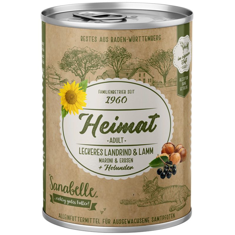 Sanabelle Heimat Dose Adult leckeres Landrind + Lamm 400g