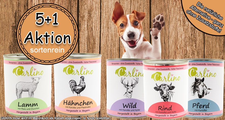 Carlino Menü Nassfutter Aktion 6 Dosen kaufen und 1 Dose gratis erhalten!