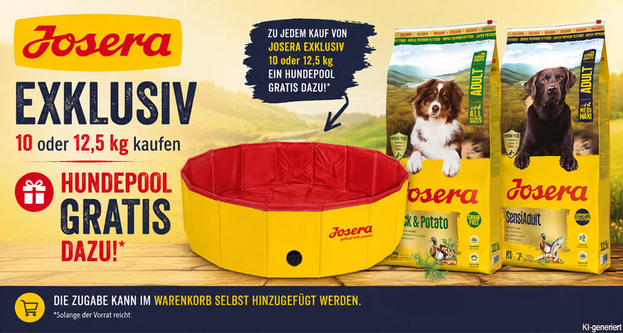 Hundepool gratis hinzufügbar ab 10 oder 12,5 kg Josera Exklusiv