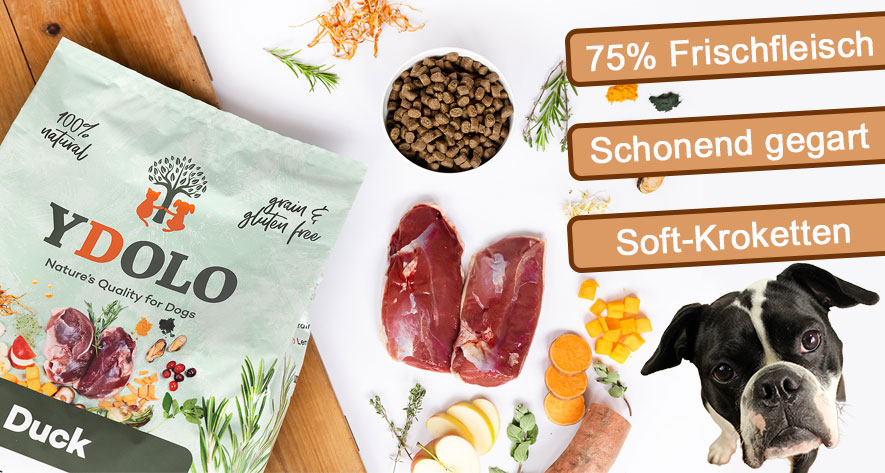 YDOLO Hundefutter - Softfutter aus viel Frischfleisch und schonend gegart!