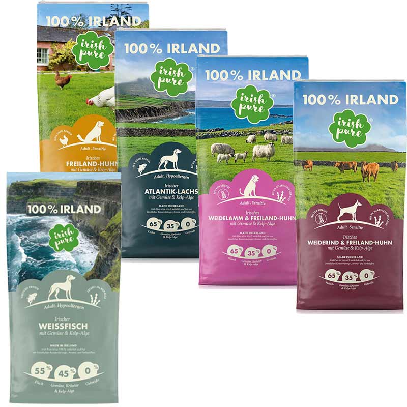 Verschiedene Futtersäcke von Irish Pure Adult